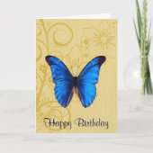 Mooie Blue Butterfly Verjaardag  kunst Kaart (Voorkant)