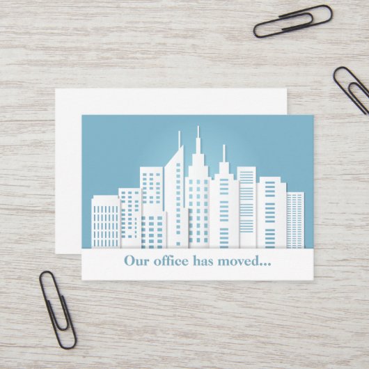 Mooie Blue City Skyline Verander van adres Visitekaartje (Voorkant / Achterkant in situ)