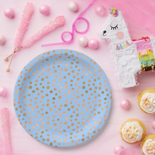 Mooie Blue en Pink Rose faux folie Papieren Bordje (Feest)