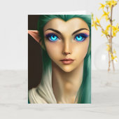 Mooie Blue Eyed Fairy Verjaardag Kaart (Gele Bloem)