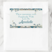 Mooie Blue Floral Handmade Macaron Cookie Rechthoekige Sticker (Tas)