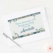 Mooie Blue Floral Handmade Macaron Cookie Rechthoekige Sticker (Envelop)