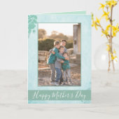 Mooie Blue Floral Happy Moederdag Foto Kaart (Gele Bloem)