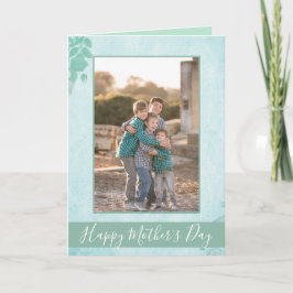 Mooie Blue Floral Happy Moederdag Foto Kaart