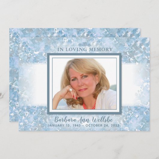 Mooie Blue Floral Sympathie Hartelijk dank Kaart (Voorkant / Achterkant)