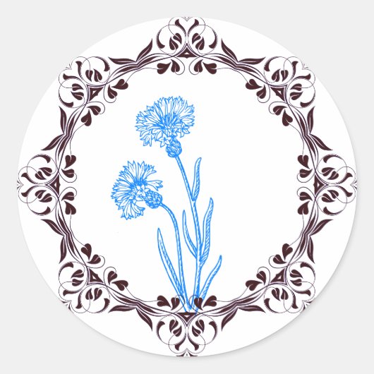 ‘Mooie Blue Flowers Sticker (Voorkant)