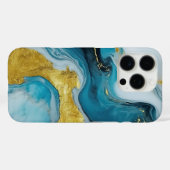 Mooie Blue Gold Swirl iPhone 16 Pro Hoesje (Achterkant (horizontaal))