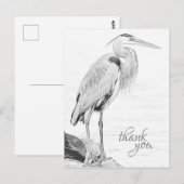Mooie Blue Heron Water Bird Schets Dank u Briefkaart (Voorkant / Achterkant)
