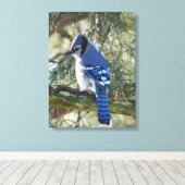 Mooie Blue Jay Canvas Afdruk (Insitu (Houten vloer))