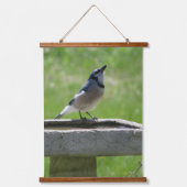 Mooie Blue Jay Drink hangende treinen Hangend Wandkleed (Voorkant)