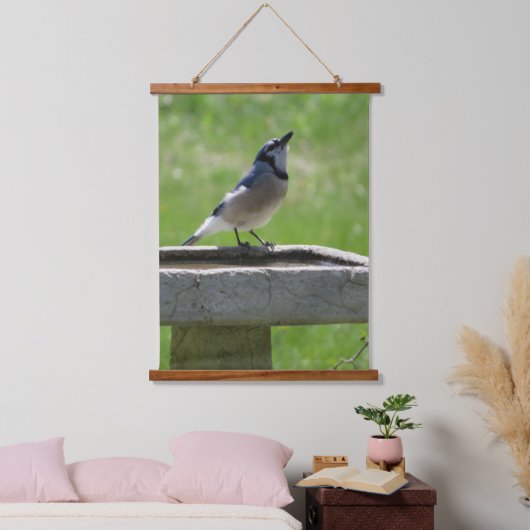 Mooie Blue Jay Drink hangende treinen Hangend Wandkleed (Slaapkamer)