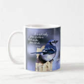 Mooie Blue Jay Fine Feathers Quote Koffiemok (Links)