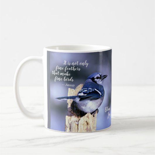 Mooie Blue Jay Fine Feathers Quote Koffiemok (Links)