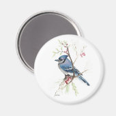 Mooie Blue Jay Waterverf Magneet (Voorkant / Achterkant)
