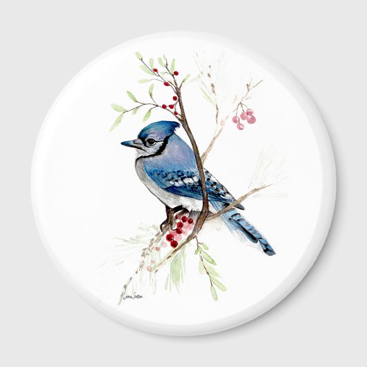 Mooie Blue Jay Waterverf Magneet