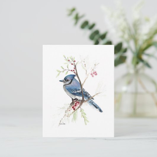 Mooie Blue Jay Waterverf Note Kaart (Staand voorkant)