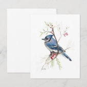 Mooie Blue Jay Waterverf Note Kaart (Voorkant / Achterkant)
