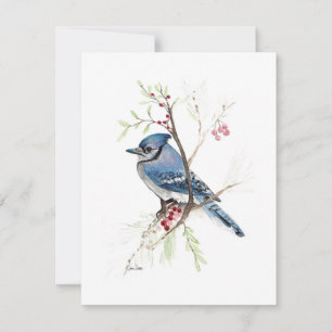 Mooie Blue Jay Waterverf Note Kaart