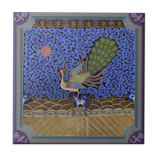 Mooie Blue Peacock Vintage Tegeltje (Voorkant)