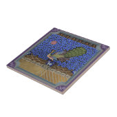 Mooie Blue Peacock Vintage Tegeltje (Zijkant)