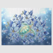 Mooie Blue Poinsettias & Zee Schildpad Decoupage Tissuepapier (Voorkant)