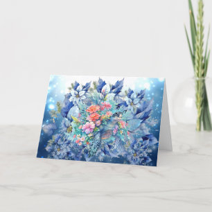 Mooie Blue Poinsettias & Zee Turtle Note Kaart