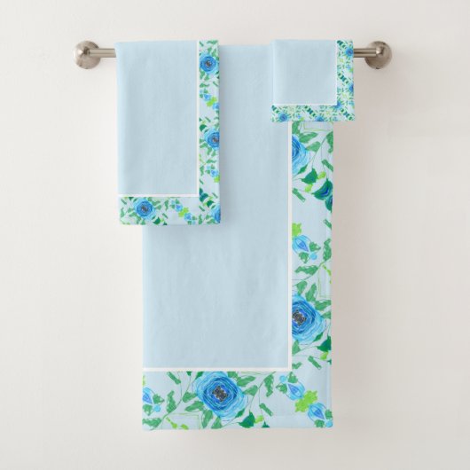 Mooie Blue Roos Print Home Decor Bad Handdoek (Insitu)