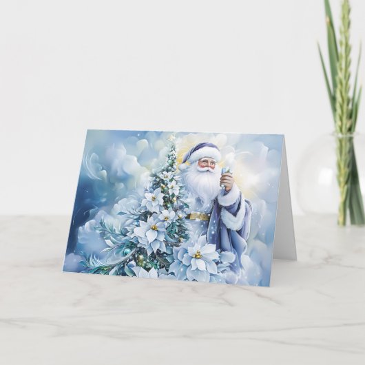 Mooie Blue Santa Blank Holiday Kaart Aanpassen (Voorkant)