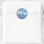 Mooie Blue Stork Baby shower Party Sticker (Tas)