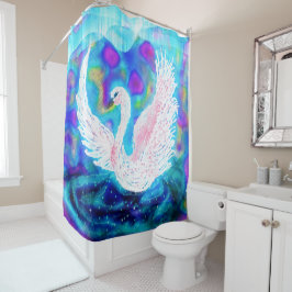 Mooie Blue White Swan Fantasy Douchegordijn