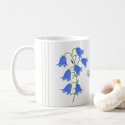 Mooie Bluebells Classic Mok met groene strepen (Met donut)