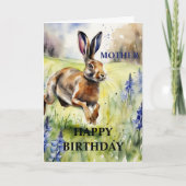 Mooie Bluebells Hare Birthday Kaart (bewerkbaar) (Voorkant)