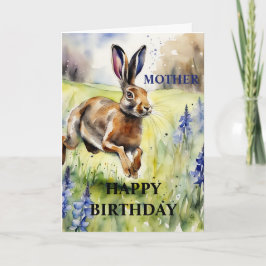 Mooie Bluebells Hare Birthday Kaart (bewerkbaar)