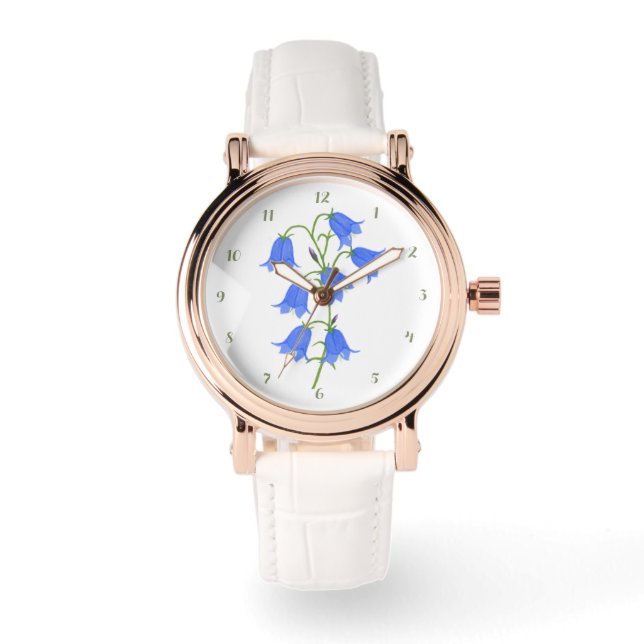 Mooie Bluebells Roos Gold  horloge (Voorkant)