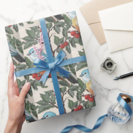 Mooie Bluebird Cherries laat Blauwgroen Gift Wrap  Cadeaupapier