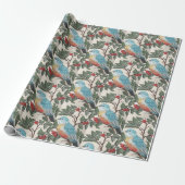 Mooie Bluebird Cherries laat Blauwgroen Gift Wrap  Cadeaupapier (Uitgerold)