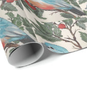 Mooie Bluebird Cherries laat Blauwgroen Gift Wrap  Cadeaupapier (Rol Hoek)