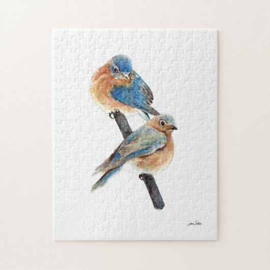 Mooie Bluebird Paar Waterverf Kunst Legpuzzel (Verticaal)