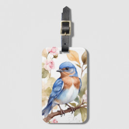 Mooie Bluebird Waterverf schilderij Bagagelabel
