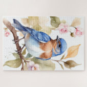 Mooie Bluebird Waterverf schilderij Legpuzzel (Horizontaal)