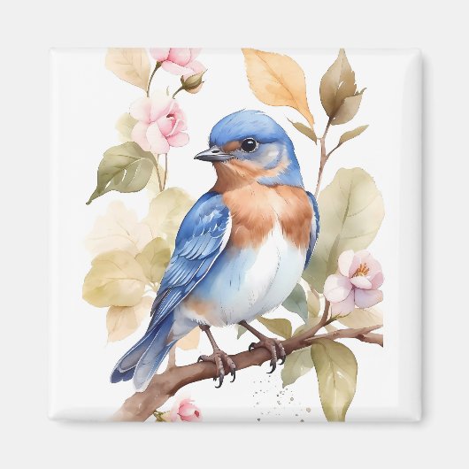 Mooie Bluebird Waterverf schilderij Magneet (Voorkant)
