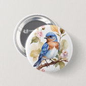 Mooie Bluebird Waterverf schilderij Ronde Button 5,7 Cm (Voorkant /achterkant)