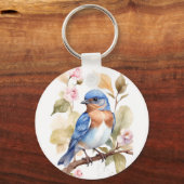 Mooie Bluebird Waterverf schilderij Sleutelhanger (Voorkant)