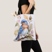 Mooie Bluebird Waterverf schilderij Tote Bag (Dichtbij)
