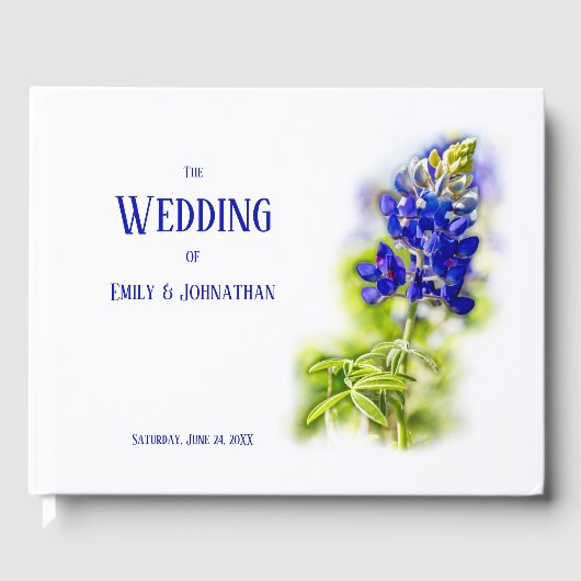 Mooie Bluebonnet Floral, Modern Wedding, Guest Gastenboek (Voorkant)