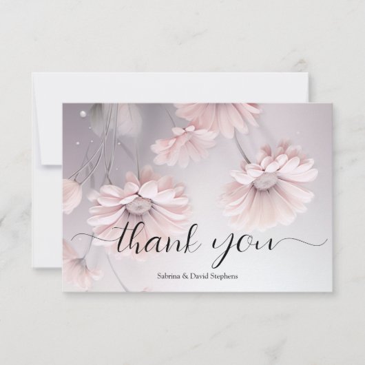 Mooie Blush 2 Roze Daisy Dank je Bedankkaart (Voorkant)
