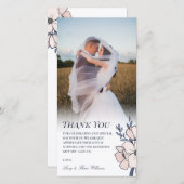 Mooie Blush & Blauwe Bloemen Trouw Dank Je Bedankkaart (Voorkant / Achterkant)