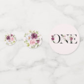 Mooie Blush Bloem ONE Meisje Eerste Verjaardag Confetti (Voorkanten)