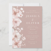Mooie blush bloemblaadjes prachtige bruiloft kaart (Voorkant)