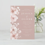 Mooie blush bloemblaadjes prachtige bruiloft kaart (Staand voorkant)